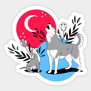 Wolves Howling At The Moon Sticker